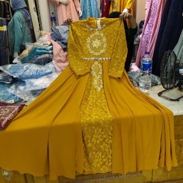 Gamis pesta kayla / baju kondangan / gamis mewah / gamis ceruty terbaru / gamis modern