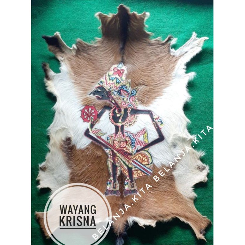 kaligrafi lukisan wayang krisna kulit kambing