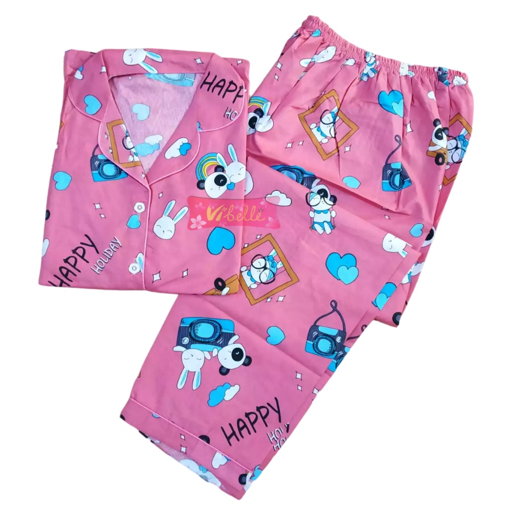 VIBELLECP - CP Vibelle shop grosir baju tidur piyama karakter fashion murah wanita-CP RABBIT PINK