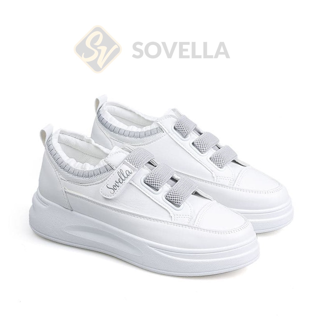 SOVELLA Joice Sepatu Sneakers Simple Putih Abu-Abu Wanita Import-3