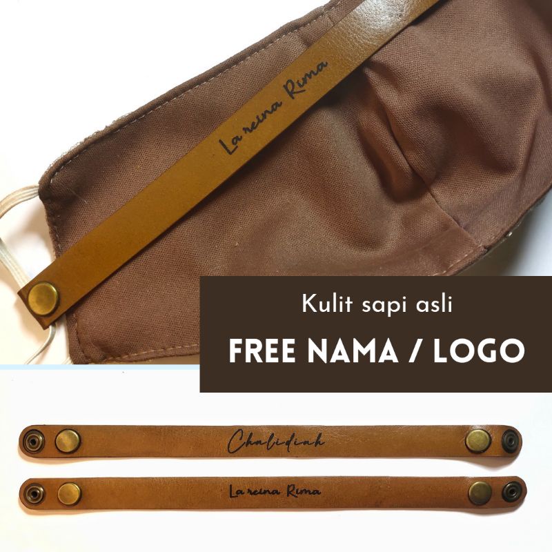 KONEKTOR MASKER JILBAB KULIT SAPI Tali Masker Kulit / Strap PENGAIT MASKER HIJAB