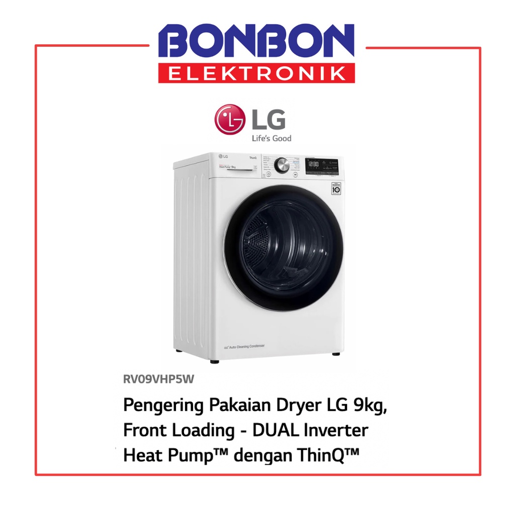 LG Dryer 9KG RV09VHP5W / Pengering Pakaian Dual Inverter Heat Pump