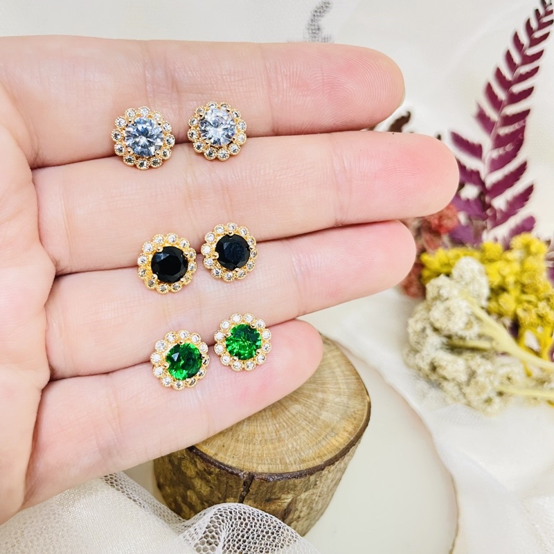 Anting tusuk permata warna emas A4 Xuping