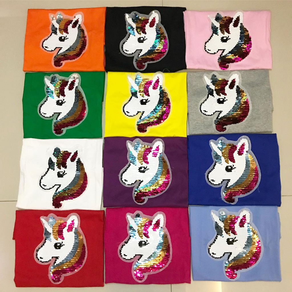 KAOS BRANDED UNICORN KUDA HORSE FLIP BISA DI USAP BERUBAH WARNA MOTEK MANIK PAYET SWAROVSKY BLINK