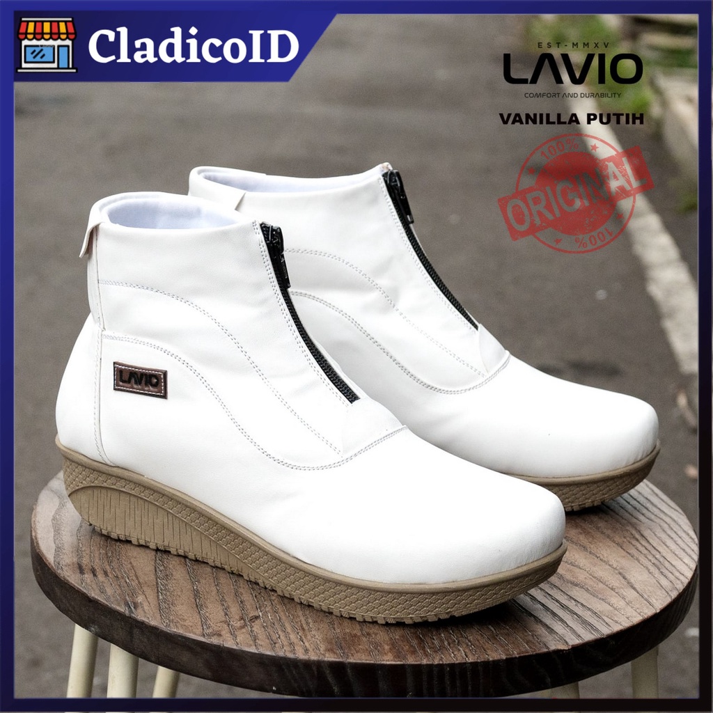 Sepatu Boot Wanita Fashion Korea Spatu Boots Pendek Cewek Lavio Vanilla Original Shoes Outdoor Cewe Dengan Resleting