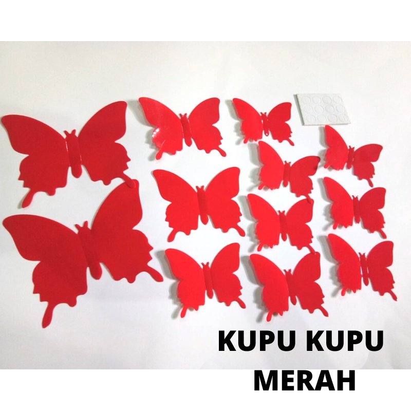 3D BUTERFLY DECORATION DEKORASI KELELAWAR HITAM BUTTERFLY MERAH KUNING PUTIH ABU ABU HITAM  FLOWER NO MAGNET KUPU KUPU HIASAN DINDING TEMPELAN TEMBOK TEMPEL KULKAS MEJA KACA KAMAR ANAK CEWEK PEREMPUAN MURAH BAGUS LUCU