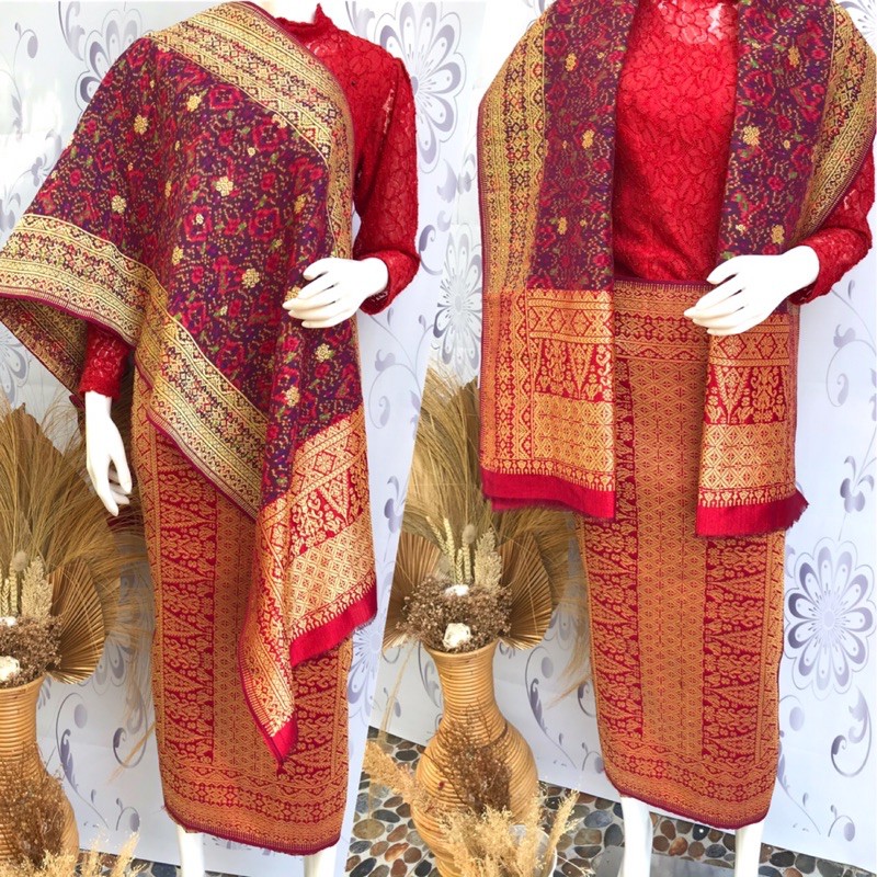 SONGKET TENUN TANGAN LIMAR ANTIK MERAH PROMO - ILHAM SONGKET TENUN TANGAN ASLI PALEMBANG