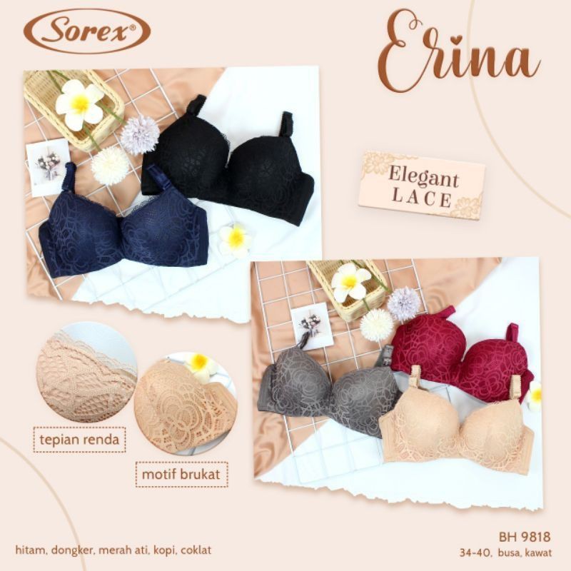Bra Sorex Elegant Lace Renda Premium Kawat Cup Besar BH 9818