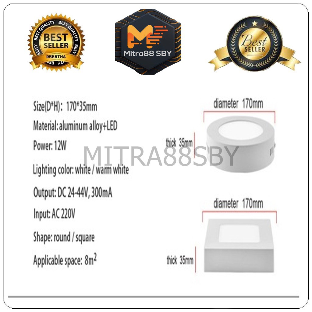 Mitra88sby Lampu Led Downlight outbow BULAT 6W  12W 18W 24w LED PANEL DOWN LIGHT