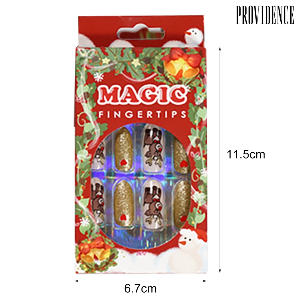 Providence 24pcs / Set Kuku Palsu Ultra Tipis Motif Natal Untuk Manicure