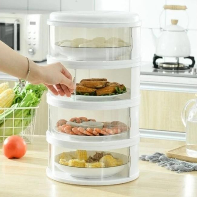 Tudung Saji 4 Susun / Rak Makanan 4 Susun / Penutup Makanan Buka Tutup QDW