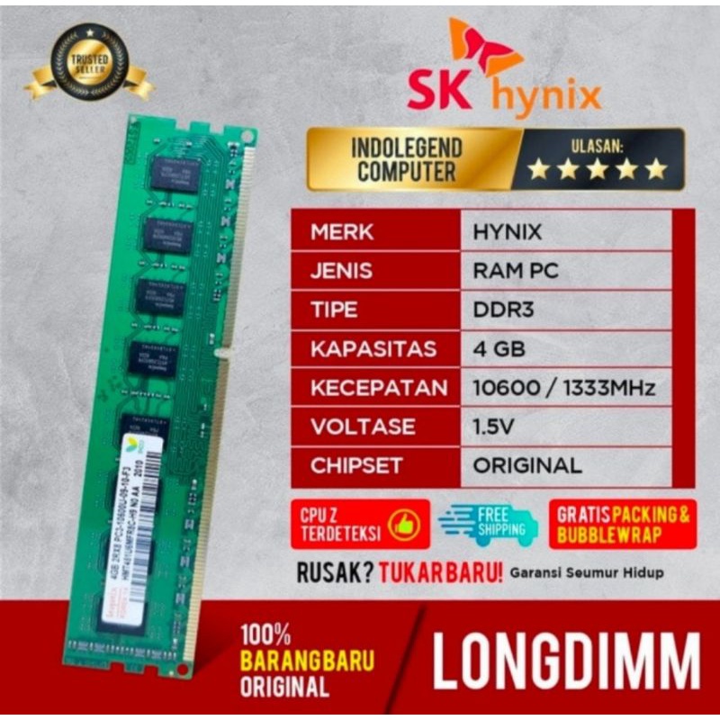 RAM HYNIX LONGDIM DDR3 4GB PC10600