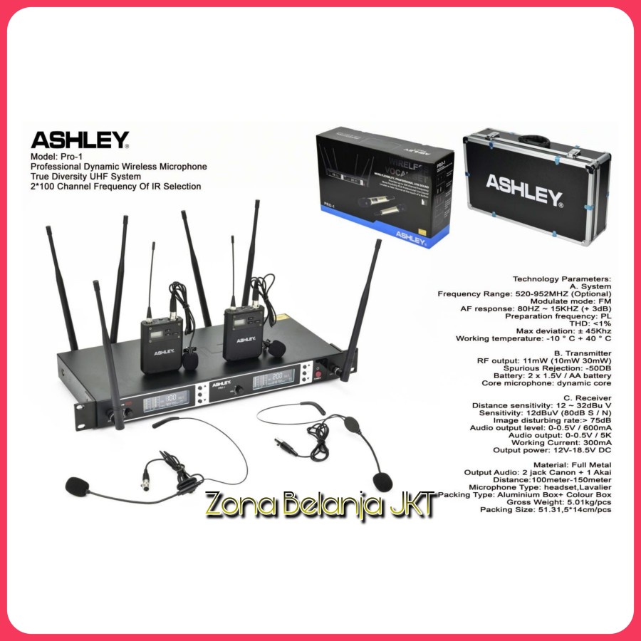 Microphone MIc Wireless ASHLEY PRO 1 UHF Multichannel ORIGINAL