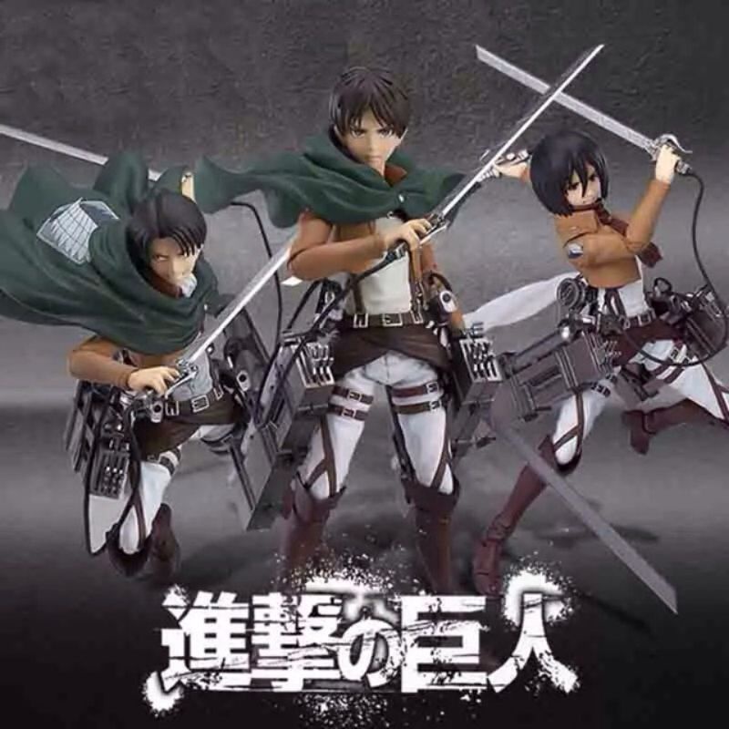 SHF FIGMA ATTACK ON TITAN EREN MIKASA LEVI ACTION FIGURE