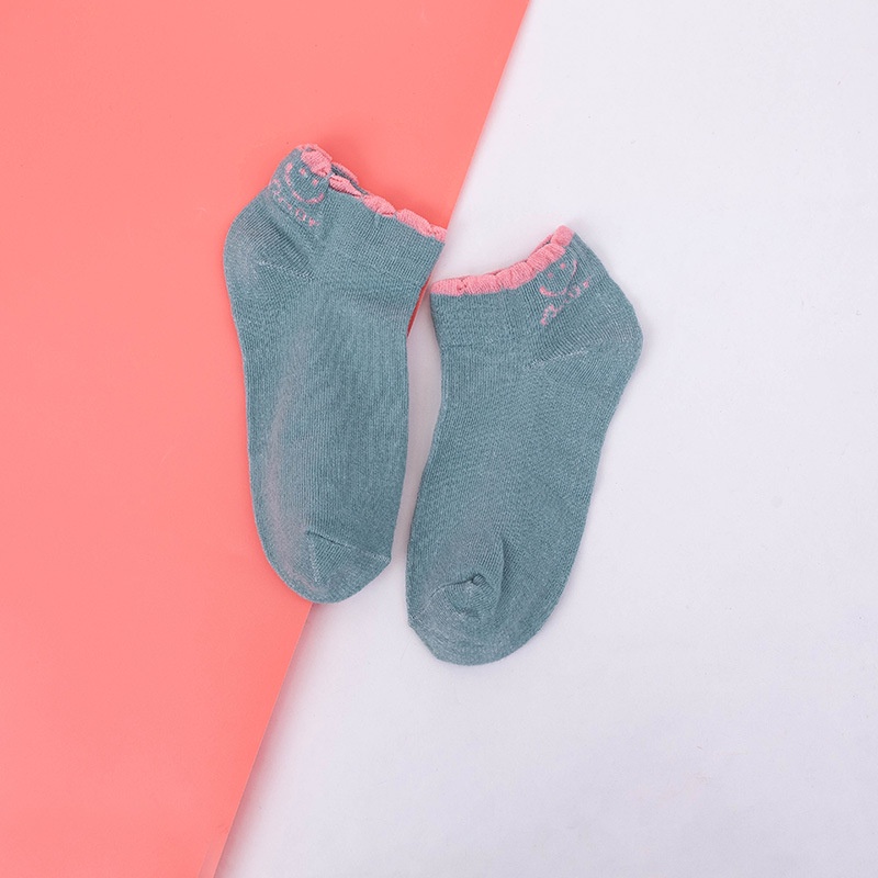 MURMURE.ID | KAOS KAKI WANITA UNISEX RENDA SOCK IMPORT KUALITAS PREMIUM MOTIF MIKI SMILE CS035 CS036-GLBG SLATE