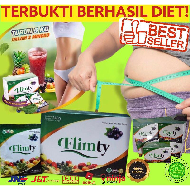 Flimty Fiber 1 Box isi 16 sachet Diet Detox Pelangsing Kurus ORIGINAL BPOM HALAL Obat Kurus diet
