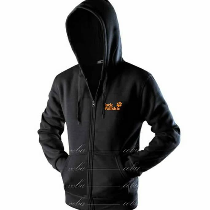 Jaket Sweater Jack Wolfskin Zipper Hoodie Fleece Tebal M L XL XXL XXXL - Abu-abu, M