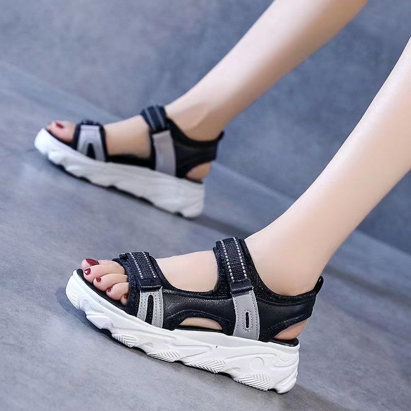 Kano Sepatu Sandal Hitam Wanita Bisa Glow in Dark Style Import