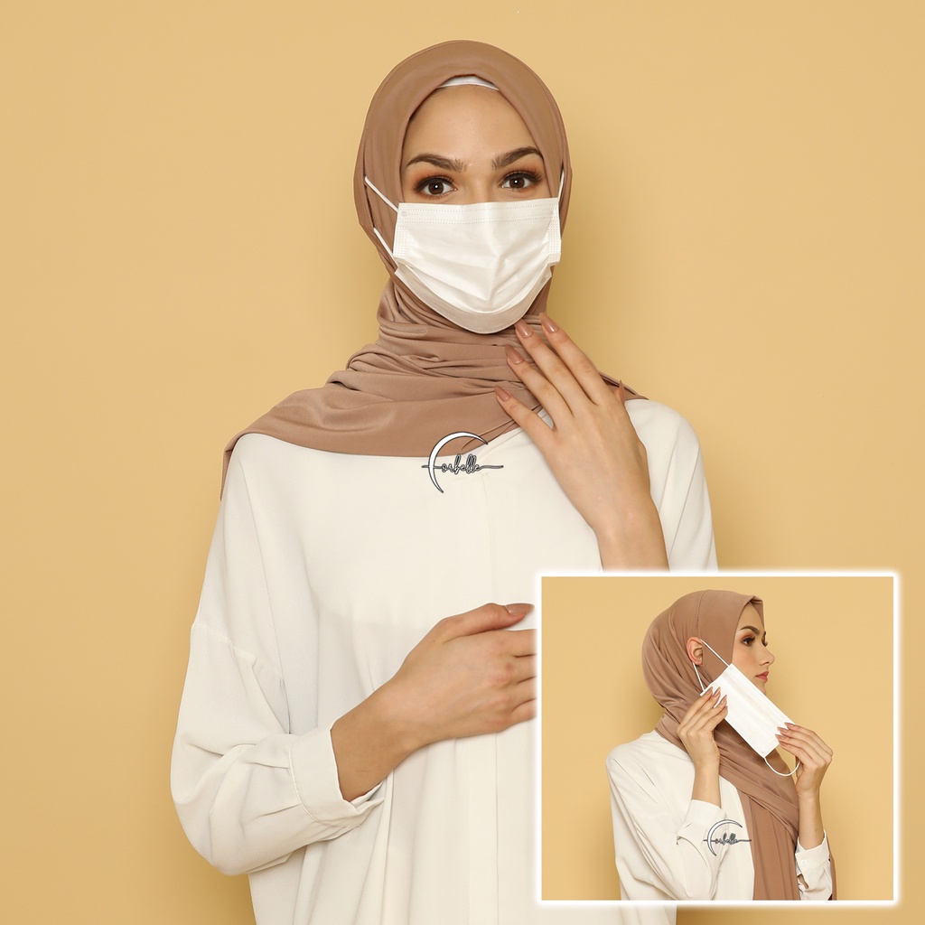 PASHMINA INSTAN JERSEY NEW NORMAL MASKER AKSES •  PASHMINA LUBANG TELINGA