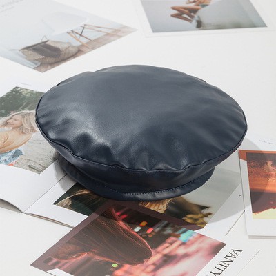 BEKP topi beret baret topi mangaka komikus kulit imitasu pu leather korea wol winter musim dingin