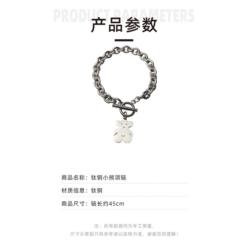 Korea ins Keren hip hop Bumi Beruang Kalung WANITA baja titanium kalung trendi Eropa dan Amerika lio