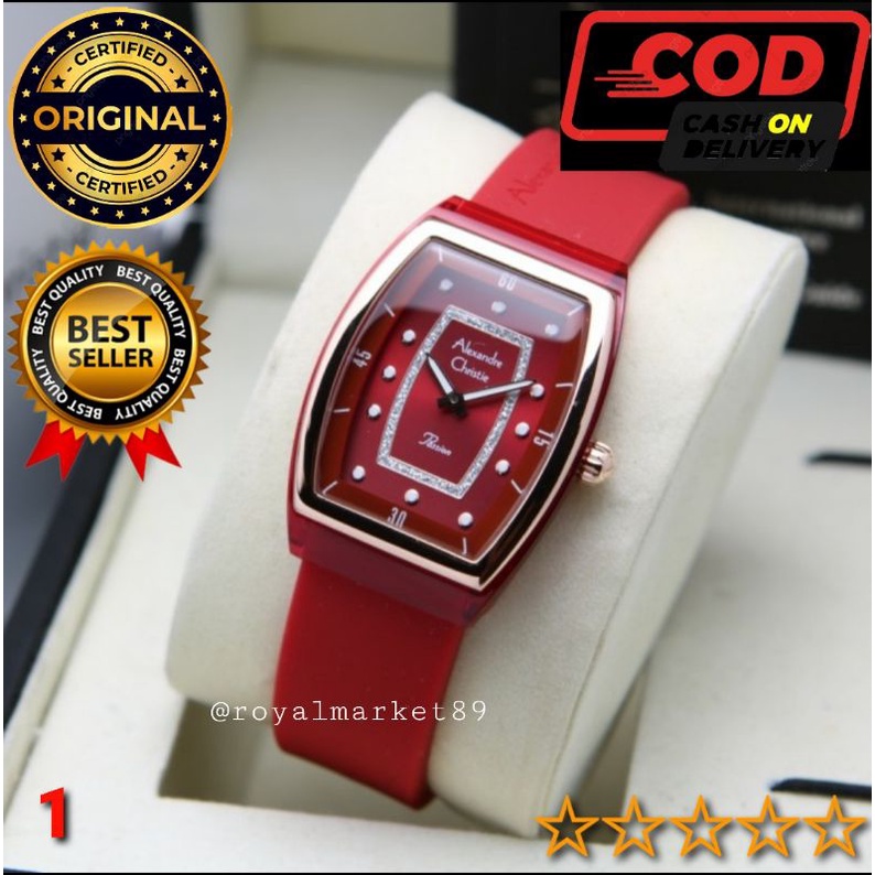 [WARNA LAIN GESER FOTONYA] ORI JAM TANGAN WANITA ALEXANDRE CHRISTIE MURAH RUBBER STRAP ARLOJI WATCH 