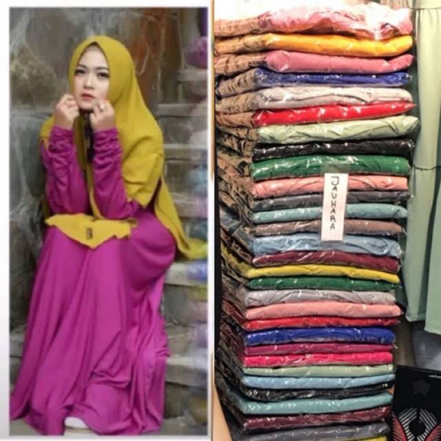 Gamis Jersey kerut tangan