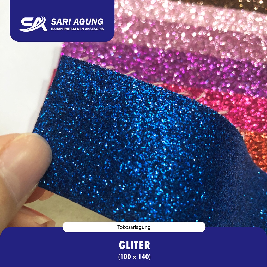 CUST BAHAN PU GLITER (METER) KAIN GLITTER SINTETIS PASIR TEBAL KAKU