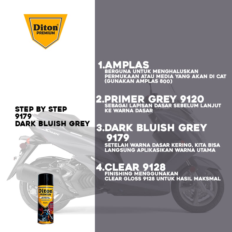 Cat Pilox Diton Premium 9179 Dark Bluish Grey Abu Gelap Kebiruan 400cc