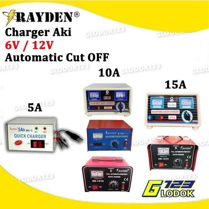 Alat Cas Charger Aki Accu Kering Basah 6V 12V Motor Mobil Truk