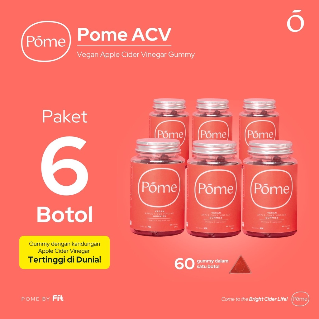 Jual Paket 6 Botol Pome ACV Gummy Cuka Apel Apple Cider Vinegar ...