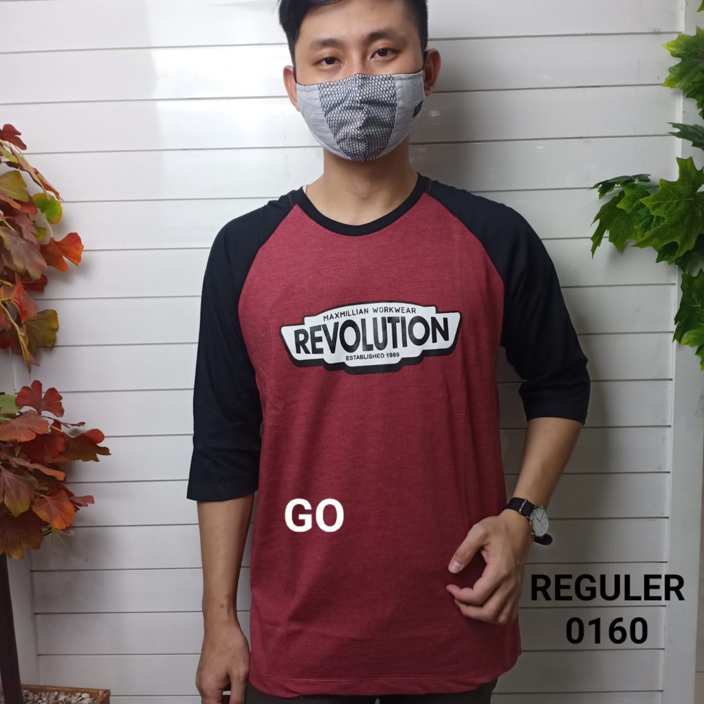 gos MAXMILLIAN KAOS Panjang 3/4 (Regular) Pakaian Pria Atasan Kaos Oblong Original Lengan Panjang