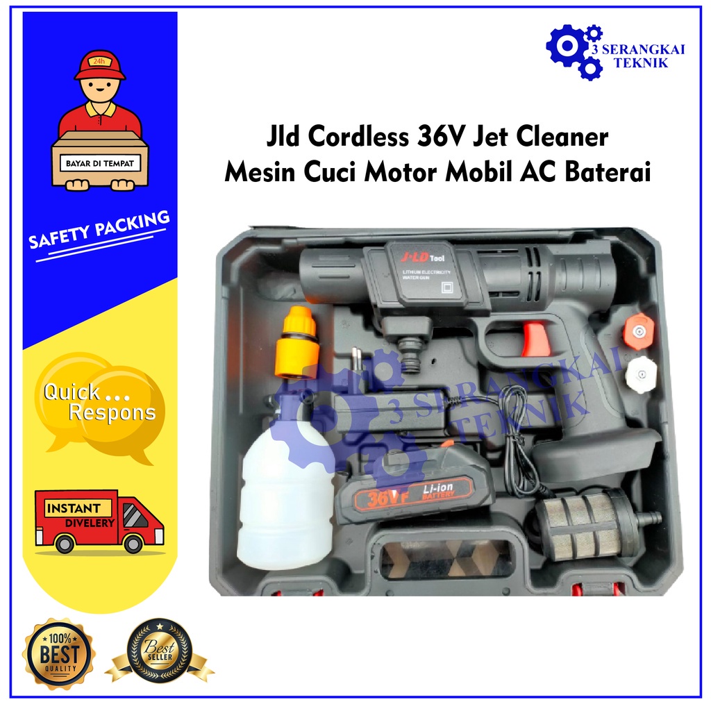 Jld Cordless 36V Jet Cleaner - Mesin Cuci Motor Mobil AC Baterai