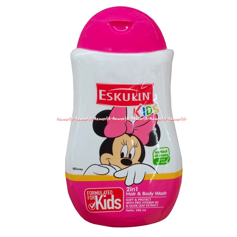 Eskulin Kids Sabun Shampoo 280ml Mickey Mouse Minnie Mouse Disney 2in1 Mikey Mose Mini Soap Shampoo Anak