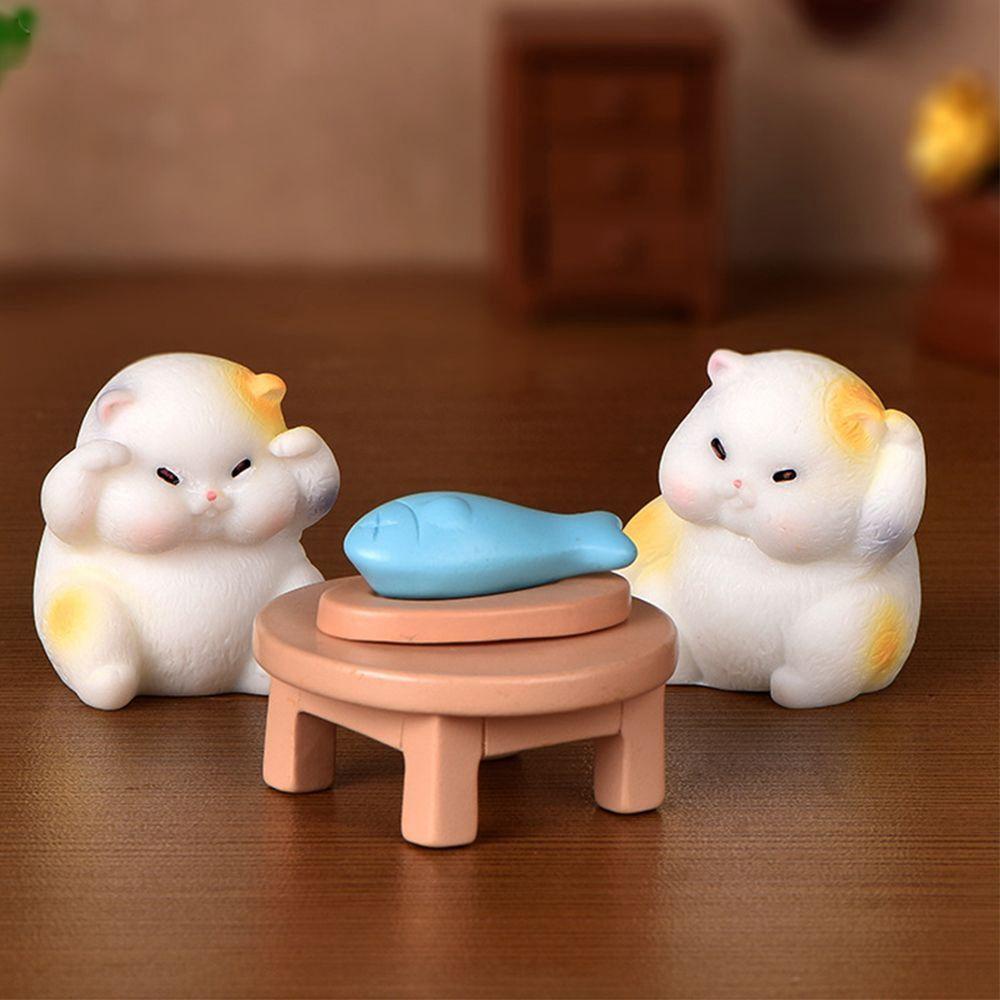[Elegan] Patung Resin Kerajinan Anak Kucing Model Hewan Lumut Dekorasi Rumah Terrarium Decor Hiasan Desktop