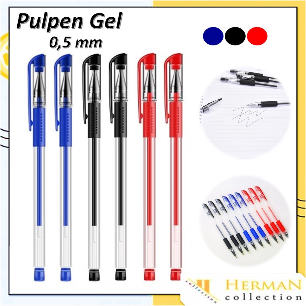 Pena Gel 0.55mm Standard Pulpen tinta cair Alat Tulis Sekolah Kantor Pen Warna Warni Pena Ujung Lancip ATK Murah Import