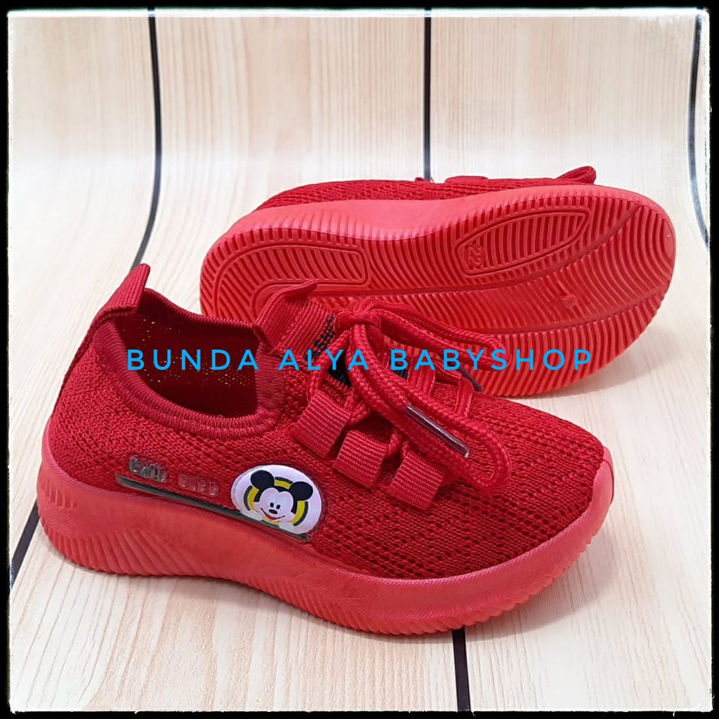 Sepatu Anak Laki Laki IMPORT Usia 2 Tahunan MERAH Elastis - Sepatu Anak Cowok Lentur Size 22 SALE