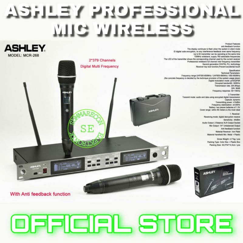 mic wireless original ashley mcr 268 microphone karaoke mic wireless