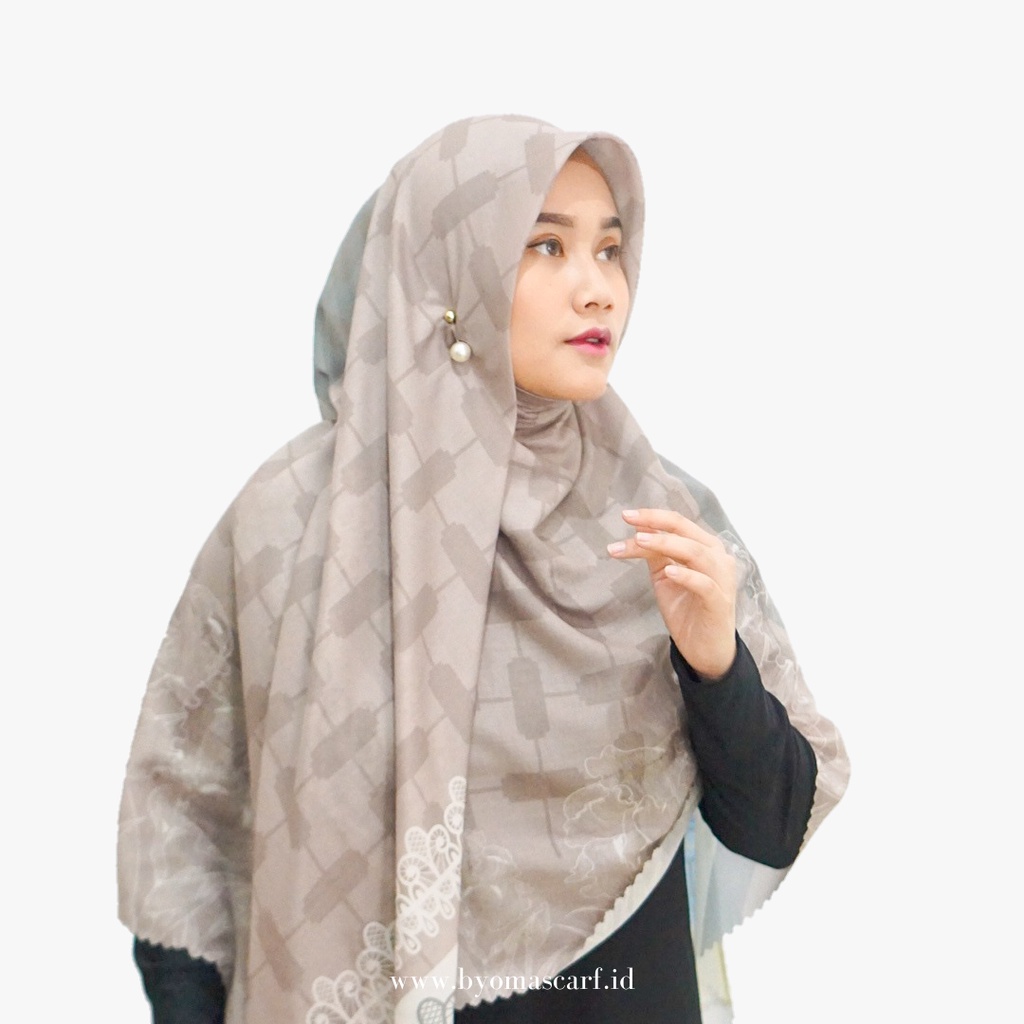 Hijab Voal Ultrafine Printing Lasercut Segi Empat Syari Jilbab Voal Premium Shakhrah 140x140cm