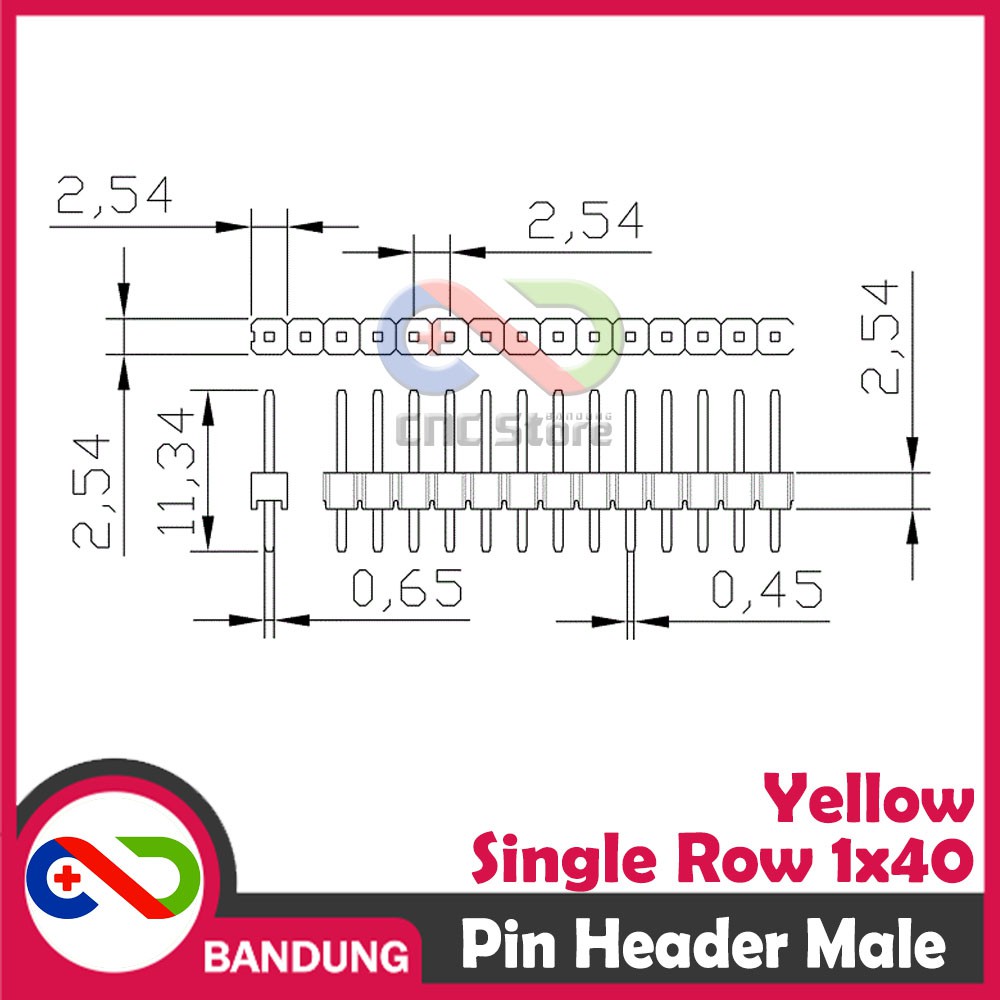 PIN HEADER MALE STRIP SINGLE ROW 1X40 2.54MM YELLOW KUNING