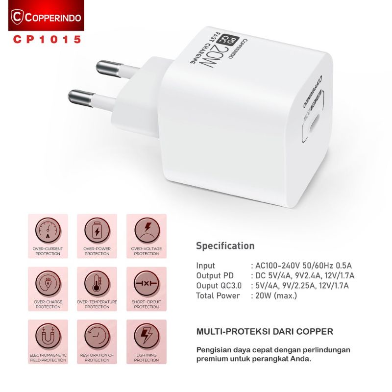 COPPER CP1015 CP1001-EU Charger PD+Qualcomm 20W