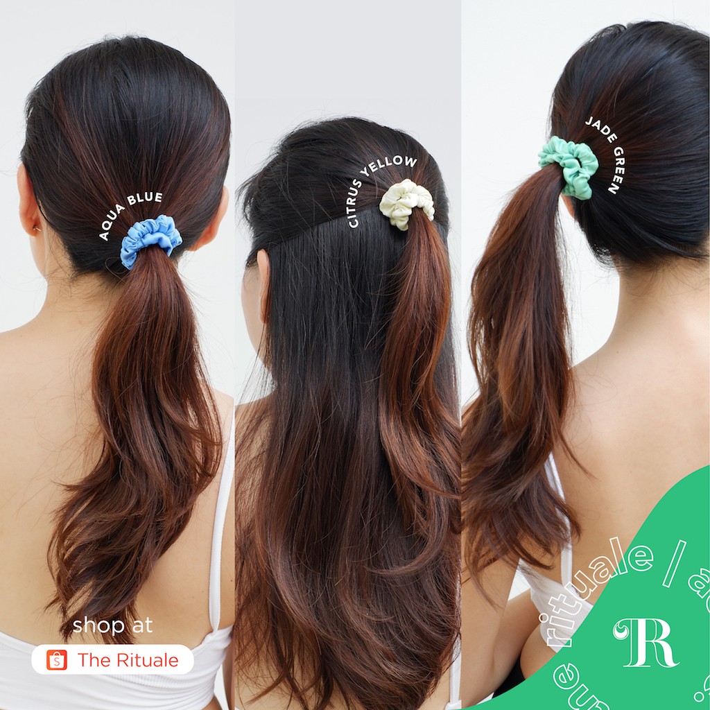 Scrunchies Premium Satin Silk MINI The Rituale | Ikat Rambut Kuncir Hijab Cepol | Anti Rontok Pusing-5