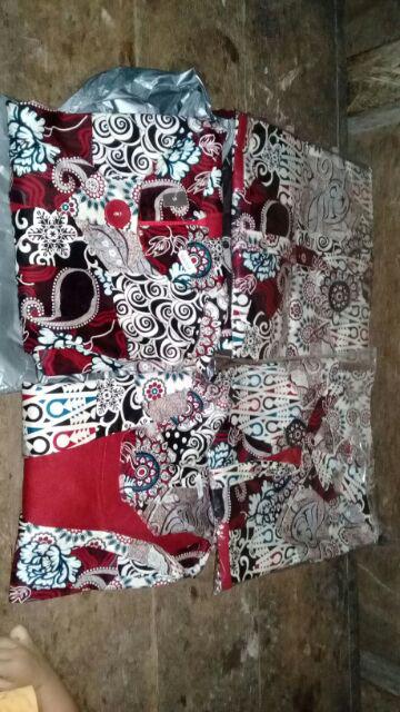 Dress Batik Tunik Lengan Panjang Bahan Katun Stretch, 125ab#