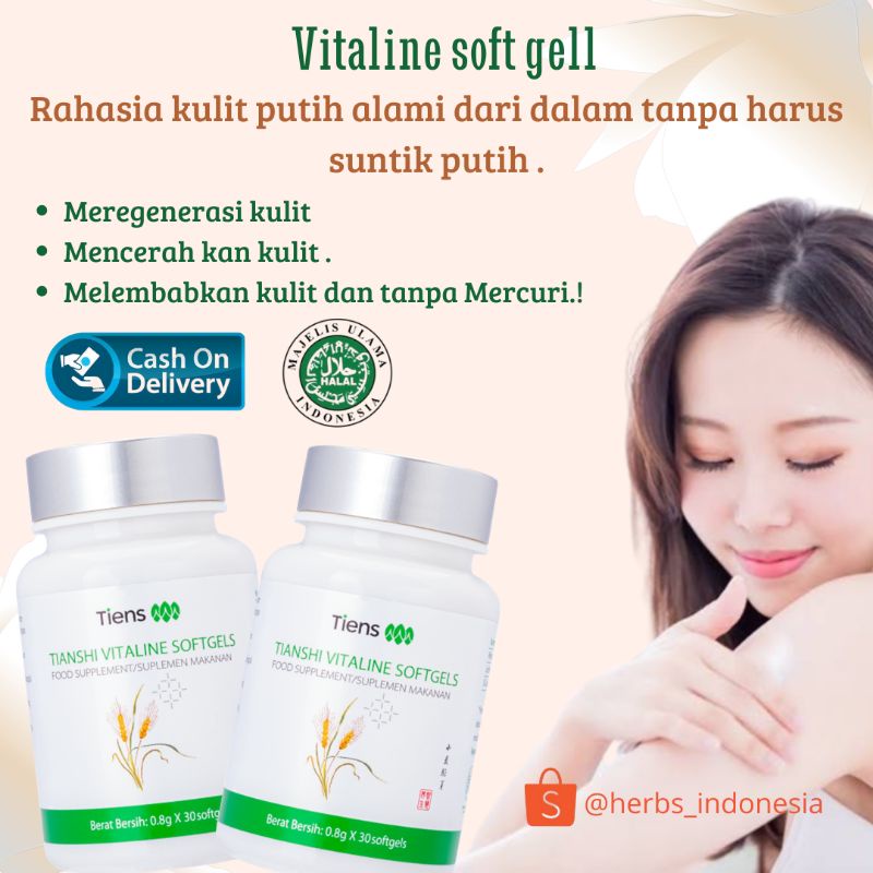 VITALINE SOFTGEL TIENS PEMUTIH TUBUH VITAGEL SOFTGELS OBAT PIL KAPSUL PEMUTIH BADAN PENCERAH BADAN P