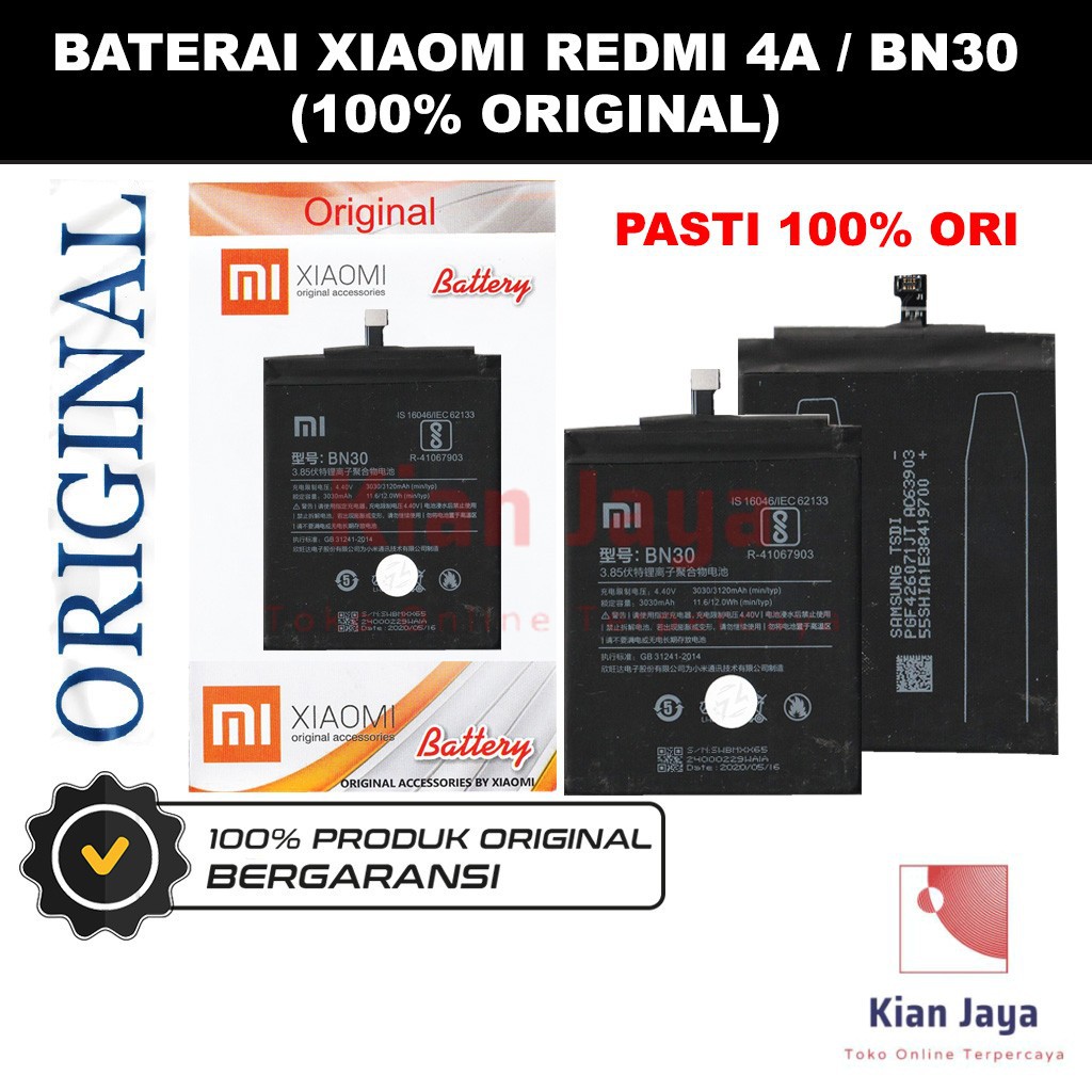 Baterai Original XiaoMi Redmi 4A BN30