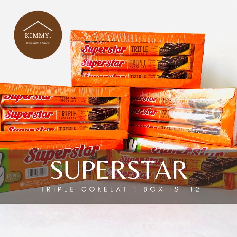 

SUPERSTAR WAFER TRIPLE CHOCOLATE 1 BOX ISI 12 / SUPERSTAR WAFER TRIPLE COKELAT / SNACK MAYORA / CEMILAN / WAFER