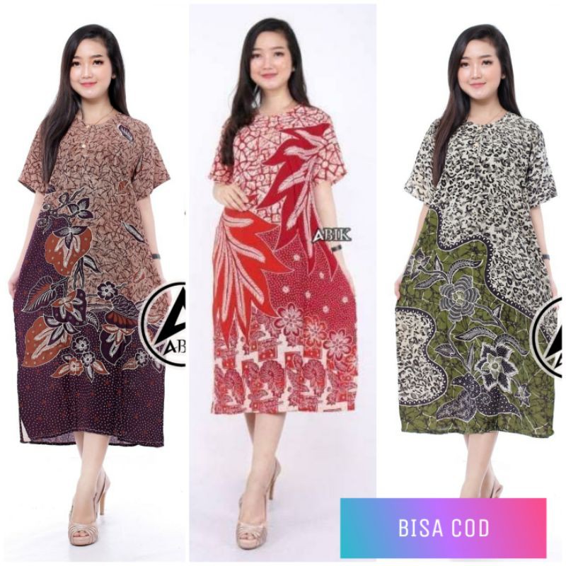 Daster rayon Batik - Motif Abstrak - Leher Kancing - Busui - Bumil - Centini Hitput termurah