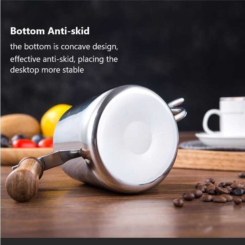 Teko Pitcher Kopi Teh Minuman Model Leher Angsa Gagang Kayu Stainless