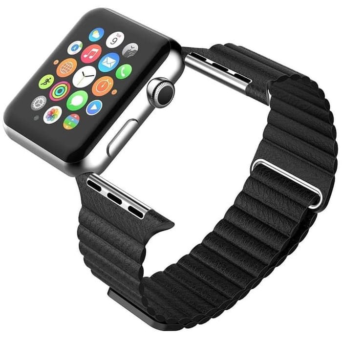 Tali Jam App Watch Magnetic Leather Loop Strap Band 38.40mm - Black