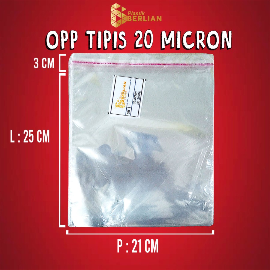 

21 x 25 cm Plastik OPP TIPIS (100 lbr) (lem/seal)